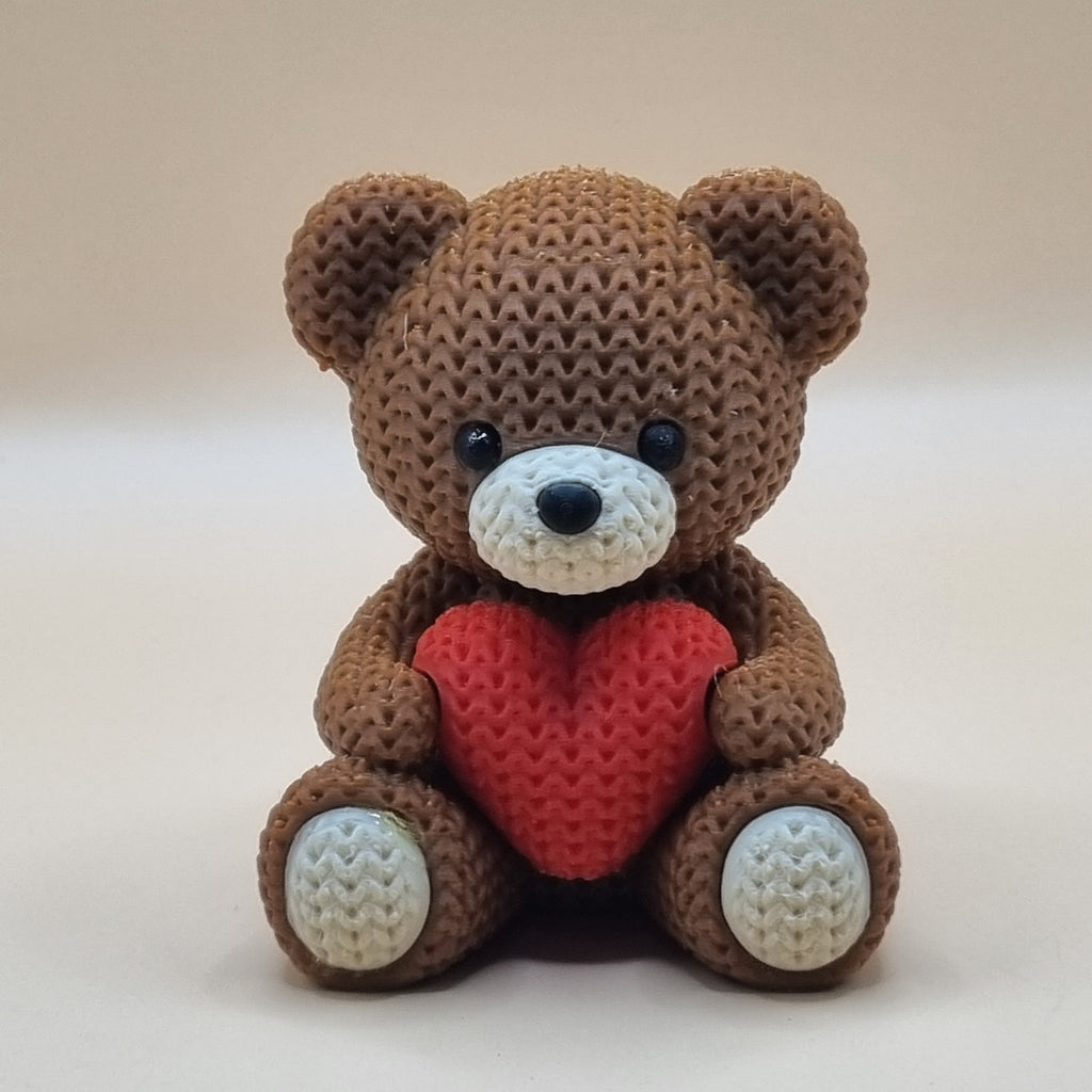 Brown knitted style teddy with heart
