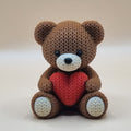 Brown knitted style teddy with heart