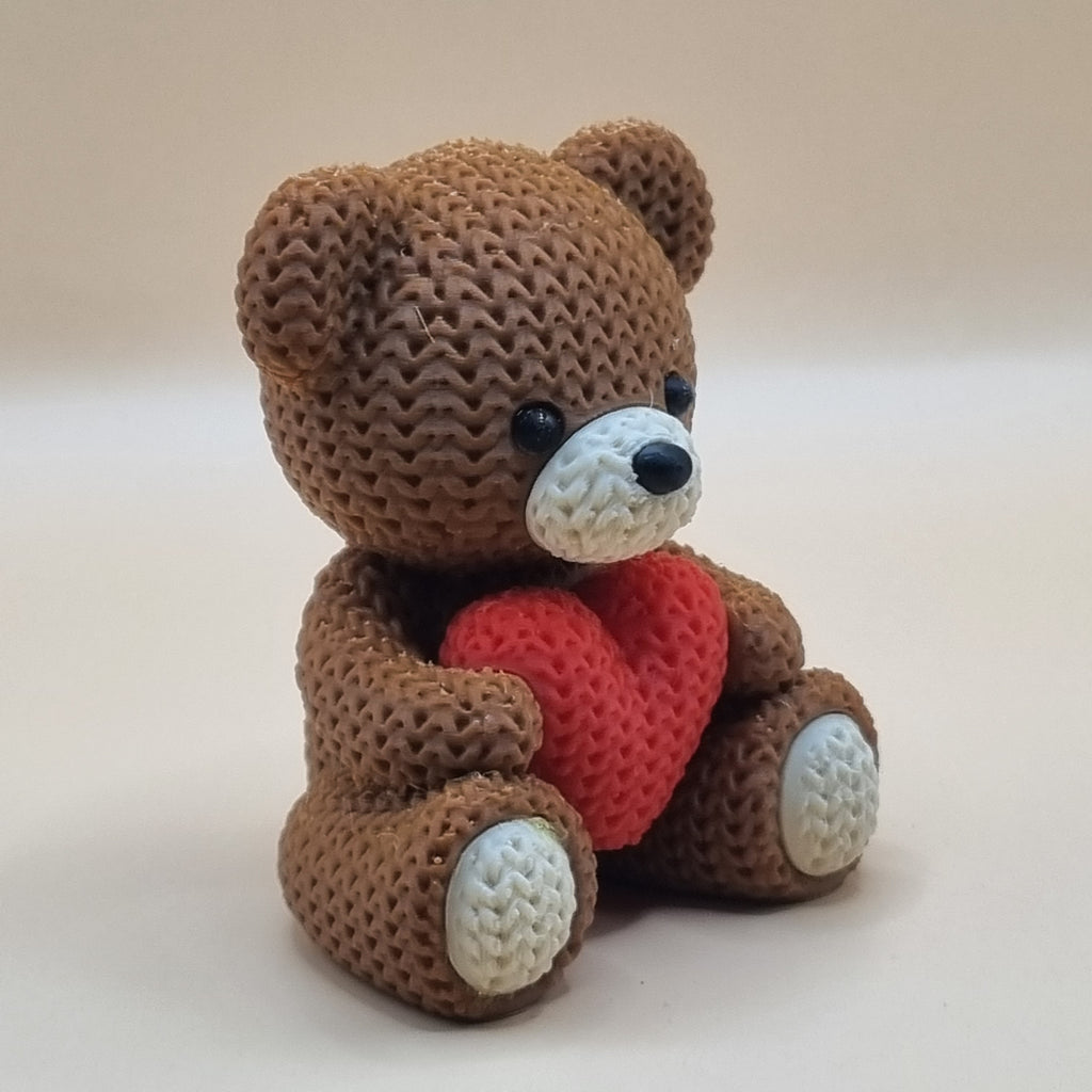 Brown knitted style teddy with heart